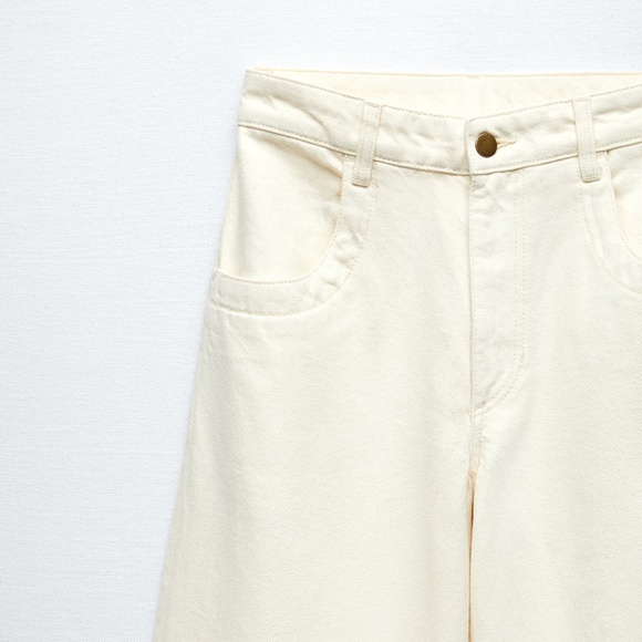 NWT ZARA ZW THE SKATER FLARED JEANS ECRU - Picture 3 of 9